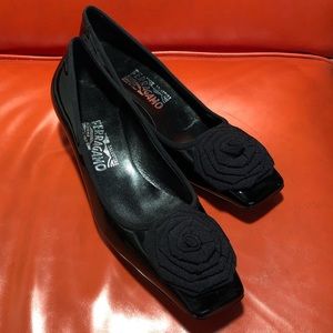 Ferragamo Patent Leather Heels with Flower